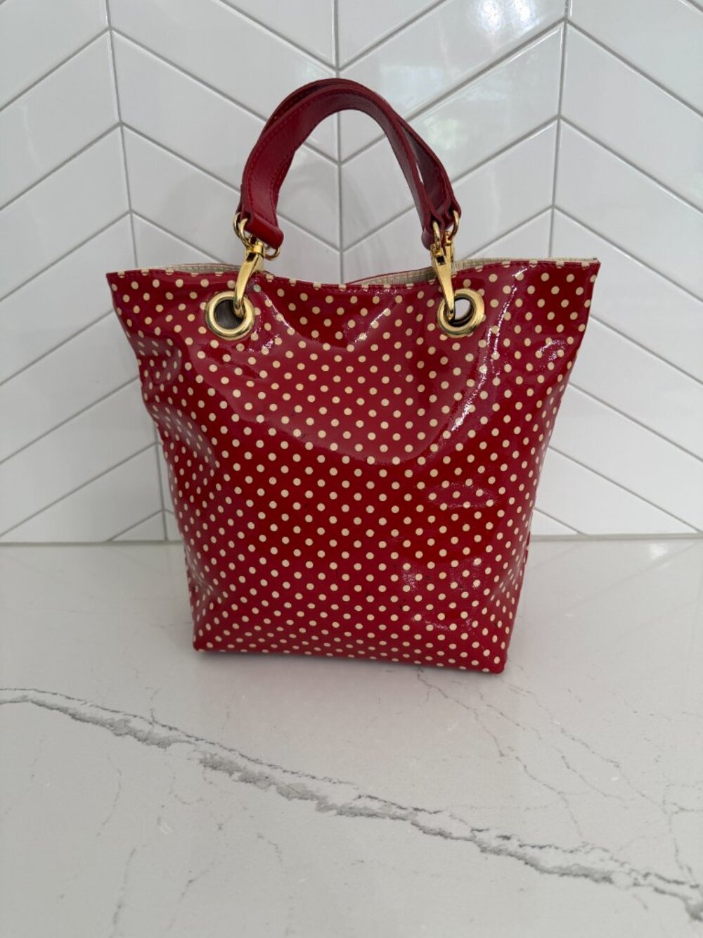 Vintage Maurizio Taiuti Red Polka Dot Leather Mini Tote | Made in Italy | Y2K